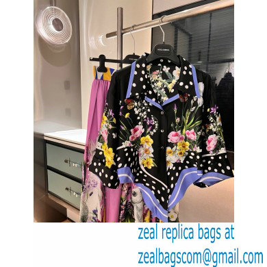 Dolce & Gabbana black FLOWERS printed SHIRT 2023